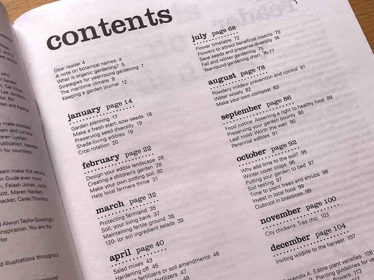 Maritime Northwest Garden Guide Table of Contents